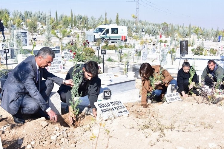 Malatya'da şehir mezarlığına fidan dikimi gerçekleştirildi