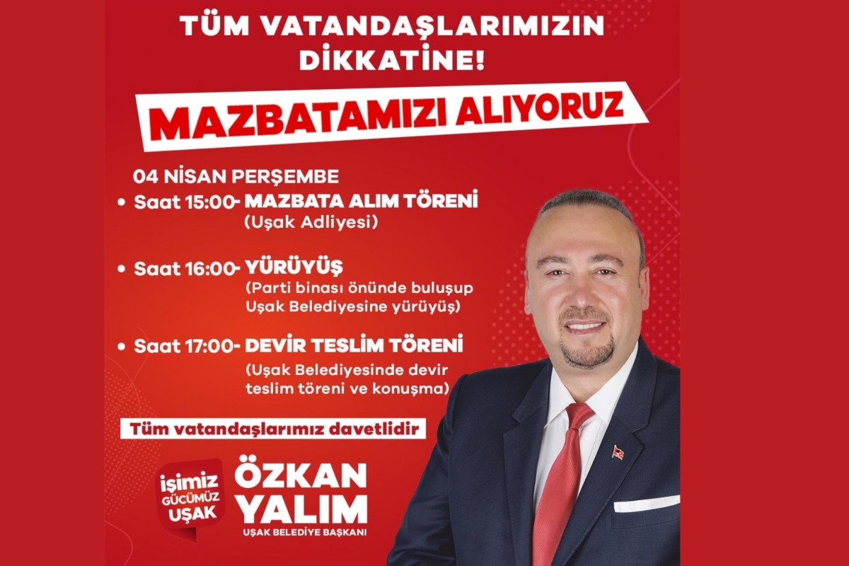 Uşak'ın Yeni Belediye Başkanı Özkan Yalım, Mazbatasını Alıyor