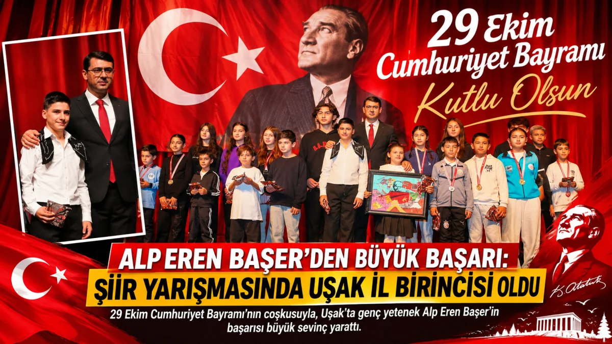 ALP EREN BAŞER’DEN BÜYÜK BAŞARI: ŞİİR YARIŞMASINDA UŞAK İL BİRİNCİSİ OLDU