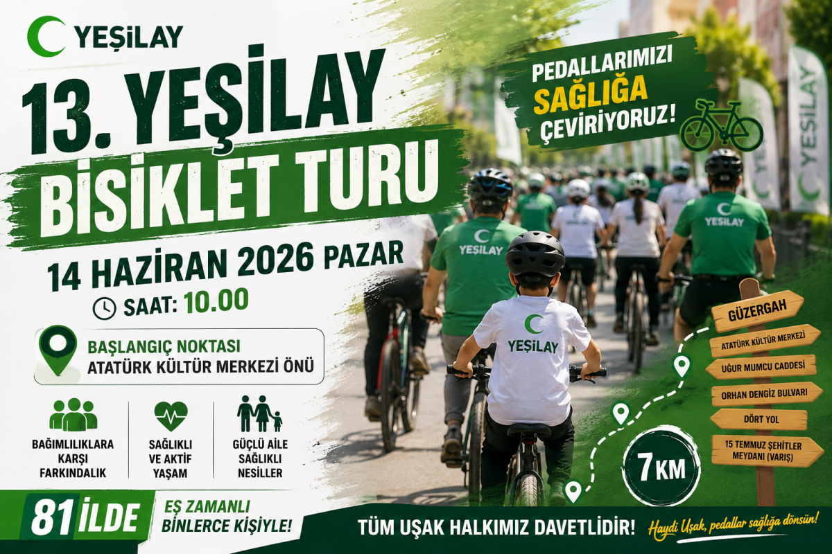 Uşak'ta 13. Yeşilay Bisiklet Turu İçin Geri Sayım Başladı