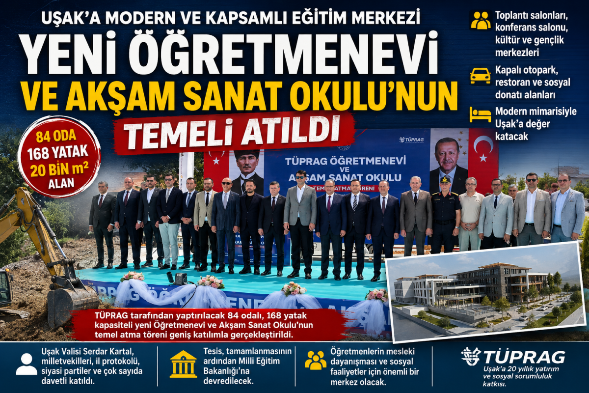 Uşak’a 84 Odalı Yeni Öğretmenevi Geliyor: Temel Atıldı