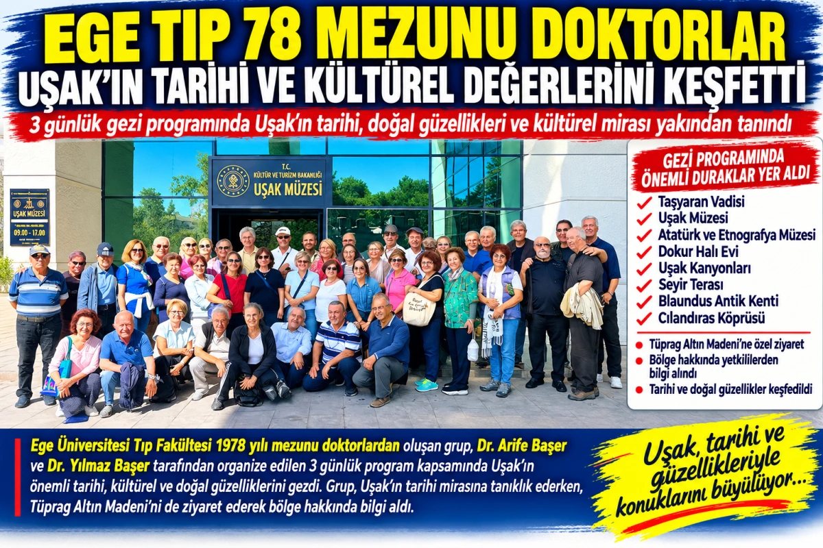 Ege Tıp 78 Mezunu Doktorlar Uşak’ın Tarihi ve Kültürel Değerlerini Keşfetti