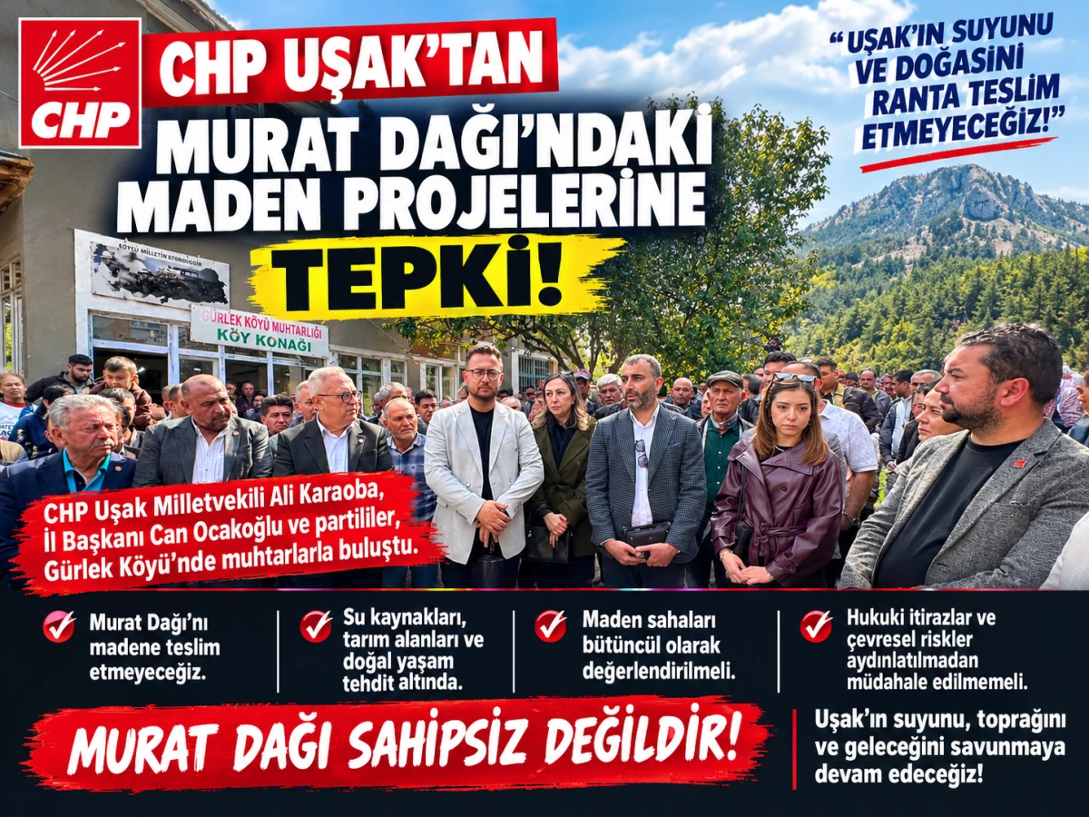 CHP Uşak’tan Murat Dağı’ndaki Maden Projelerine Tepki: “Uşak’ın Suyunu ve Doğasını Ranta Teslim Etmeyeceğiz”