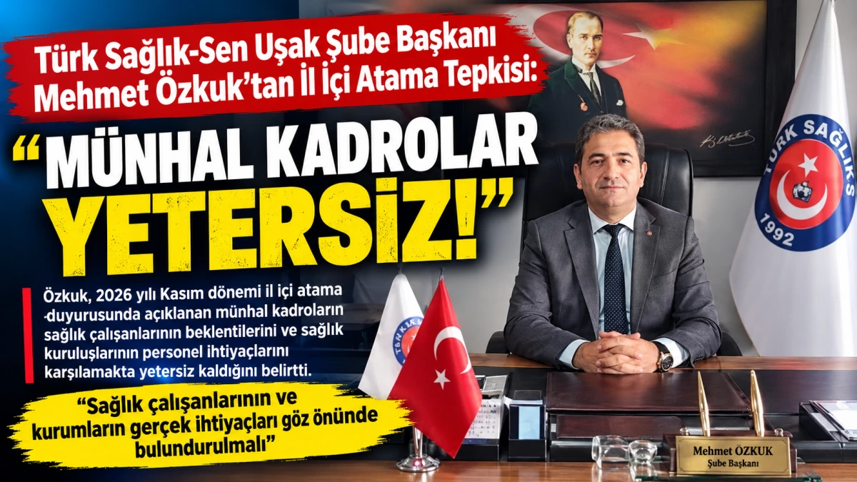 Türk Sağlık-Sen Uşak Şube Başkanı Mehmet Özkuk’tan İl İçi Atama Tepkisi: “Münhal Kadrolar Yetersiz!”